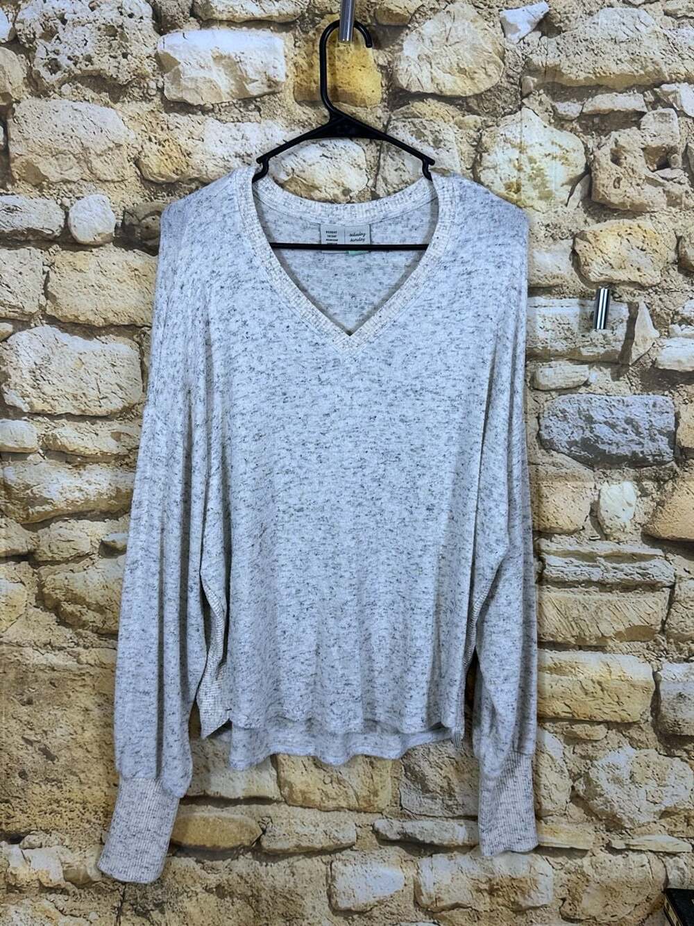 Saturday Sunday By Anthropologie V-Neck Space-Dyed Hacci Pullover Sweater